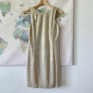 VTG Rhapsody Dress Size 6 Shift Gold Sequins Sleeveless Mini NWT Deadstock